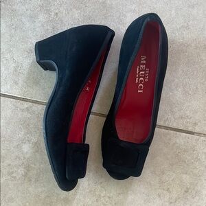 Women's Black suede buckle heel Shoes